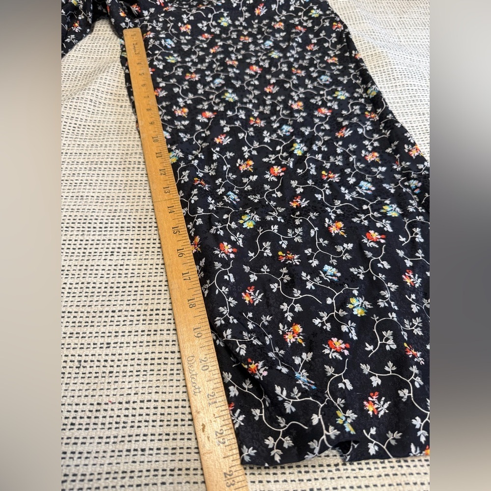 Rebecca Taylor 100% Silk Black Floral Vine Print Cropped Wide Leg Jumpsuit - Picture 13 of 15
